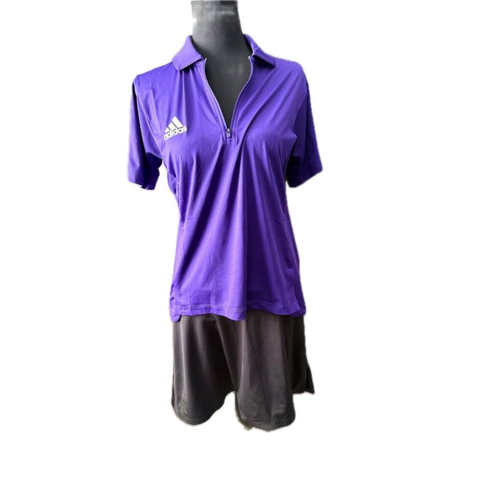 Adidas Medium Purple Zip Polo and Black Skort
